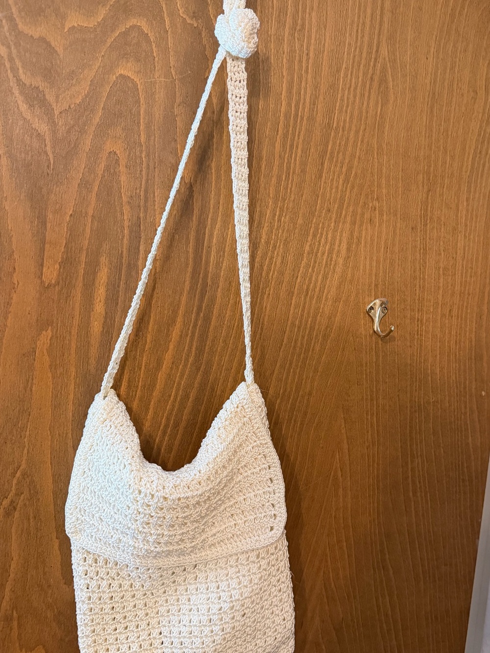 White Crochet style Shoulder Bag - Handcrafted Summer Tote